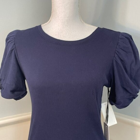 NWT 1. State Puff Shoulder Ribbed Knit Short Sleeve Tee Shirt Small - Picture 3 of 8